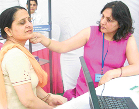 Ms Neena Chopra, Director, Tech & Beauty Consultant, at an ayurvedic beauty camp in Mohali on Saturday. 