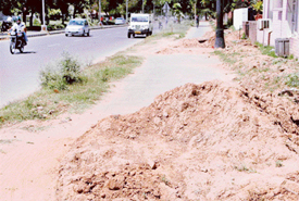 Two months after completion of the work, the cycle track is yet to be re-carpeted, causing inconvenience to residents.