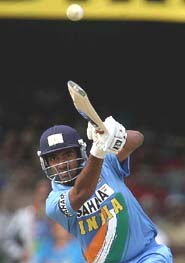 Robin Uthappa hits a shot during the final one day match against England in Indore on Saturday. 