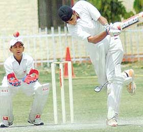 Love Preet of Sangrur in action during the inaugural match of the Sushil Bali Trophy at DAV School in Chandigarh