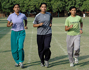Talwinder, Jaspreet and Luvneet at Sports Complex, Sector 46, Chandigarh, on Tuesday.