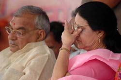 Haryana Chief Minister Bhupinder Singh Hooda and National Commission for Women chairperson Girija Vyas at a funtion on women empowerment in Karnal on Tuesday. 