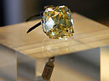 The Rojtman Diamond sits on display at Sothebys auction house in New York on Thursday.