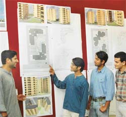 Final year students of the Chandigarh College of Architecture, with the Haryana Housing Board apartment project presentation in Chandigarh
