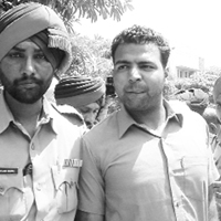 Jatinder Singh, a peon of the Union Bank of India, who was arrested for stealing Rs 38 lakh from the bank in Amritsar on Thursday.