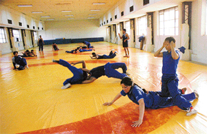 Wrestlers practising at the NIS