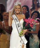 Miss Kentucky Tara Elizabeth Conner, 20, reacts after winning the Miss USA 2006 pageant on Friday in Baltimore.