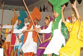 Students of S.D. Public School, Sector 19, Chandigarh, present bhangra at their annual function on Sunday.