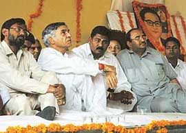 Mr Pawan Kumar Bansal, Union Minister of State for Finance (second from left), during the B.R. Ambedkar Jayanti function held at Sector 37, Chandigarh, on Sunday.