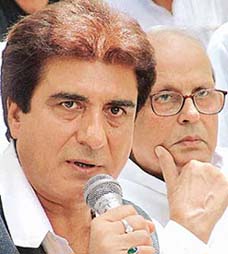 Film actor and MP Raj Babbar with former Prime Minister V. P. Singh