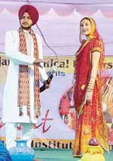 Students present a fashion show in Virasat-2006 at the Swami Vivekanand Institute of Engineering and Technology
