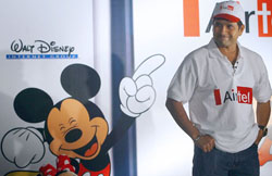 Cricketer Sachin Tendulkar attends a function to launch Indias first Disney Mobile Theatre by telecom major Airtel and Walt Disney Internet Group in Mumbai on Tuesday eveing.