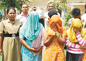 Persons accused of immoral trafficking in police custody in Patiala on Wednesday