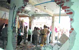A demolished building in Krishna Nagar in the Capital on Thursday