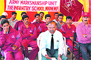Commanding Officer of the Army Marksmanship Unit, Infantry School, Mhow, Colonel I.J. People, talking to media persons in Jalandhar on Monday