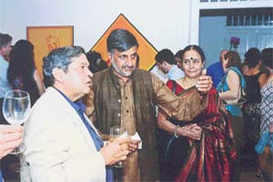 SHOWING ABROAD: Viren Tanwar at the opening of his recent exhibition in Singapore