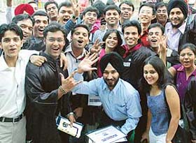 Students in a jubilant mood after getting degrees at Punjab Engineering College, Sector 12, Chandigarh