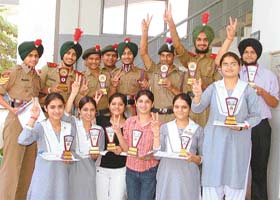 Students of BCM school pose with their trophies in Ludhiana