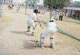 Aspirants during the trials conducted by the Ludhiana District Cricket Association