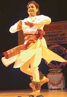Dr Madhukar Anand performs at Punjabi University, Patiala, on Saturday.