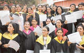 Graduates of MCM College, Chandigarh, at their annual convocation on Sunday.