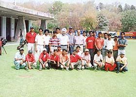 Caddies, along with officials of the CGA, at the inauguration ceremony of the Talent Hunt programme at the CGA golf course in Chandigarh
