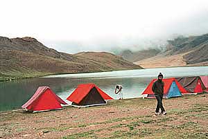 Chandertal Lake in Lahaul-Spiti district where a team of Himachal Pradesh University, Shimla, has conducted a flora survey.