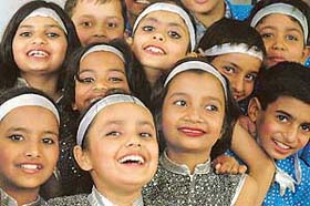 Students of Kendriya Vidyalaya, OCF, Sector 29, await their turn to perform at the schools annual function held at Tagore Theatre, Sector 18, Chandigarh
