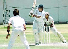 A match in progress during the Punjab State Inter-District under 17 tournament for M.L. Markan Trophy at DAV Sector 8, Chandigarh