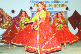 Kendriya Vidyalaya No.1 students present a dance programme during the schools annual day.