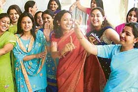 MBA students of the Gian Jyoti Institute of Management and Technology at a farewell party in Mohali