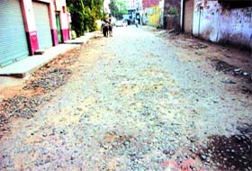 A view of the incomplete road in Rajindra Nagar in Jalandhar