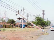 An electricity pole that fell following a squall in Ludhiana on Monday night