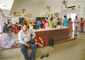 Patients at the Chandigarh Health Centre, Sector 22, Chandigarh, wait for electricity to be restored to avail themselves of the facilities and consult doctors in Chandigarh