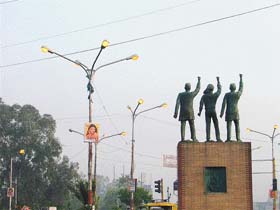 Even as the city faces an acute power shortage, these streetlights near Jagraon Bridge are on during the day in Ludhiana