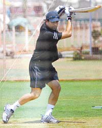 Sachin Tendulkar bats during a training session in Mumbai