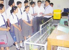 Students being given a guided tour of laboratories during an open house organised by the Central Scientific Instruments Organisation to commemorate the National Technology Day in Chandigarh on Thursday.