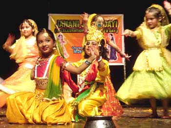 A Krishna dance performed by Tanvi and Bhoomika during the cultural show at the Tagore Theatre on Friday.
