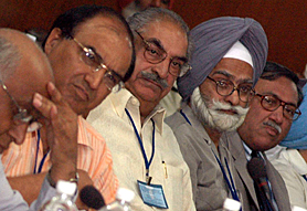 Delegates at a workshop on ‘‘Socio-Economic Cooperation between India and Pakistan’’ organised at the Centre for Research in Rural and Industrial Development (CRRID) in Chandigarh on Friday.