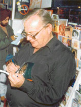 The writer pleases his fans at a book-signing function in Chandigarh 