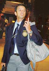 Indian captain Rahul Dravid at a hotel in Mumbai on Thursday night prior to the teams departure for the West Indies