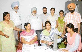 A medical check-up camp under way at Guru Nanak National College, Doraha
