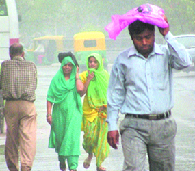 People try to save themselves from the rain on Friday.