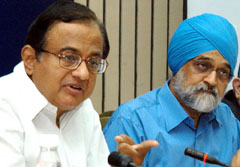 Finance Minister P. Chidambaram addresses media