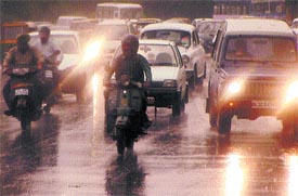 A view of a rain-washed road in the Capital