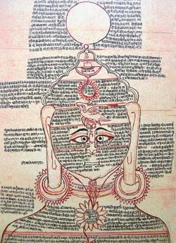 Detail from a diagram of the subtle body. Rajasthan, 19th century.