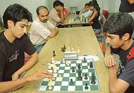 Simranjeet and Anmol concentrate on the game on the final day of the Chandigarh Chess Championship for boys and girls, which concluded at St. Xaviers Senior Secondary School, Sector 44.