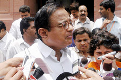 Finance Minister P Chidambaram addresses mediapersons at Paliament House