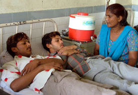 Manjit Singh and Mohit Kumar, who were ''rescued'' from illegal custody of Salem Tabri police, undergo treatment at Civil Hospital in Ludhiana on Monday