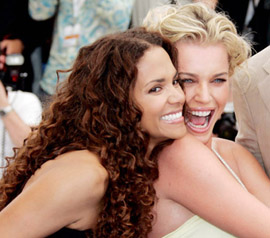 American actress Halle Berry and American actress Rebecca Romijn 